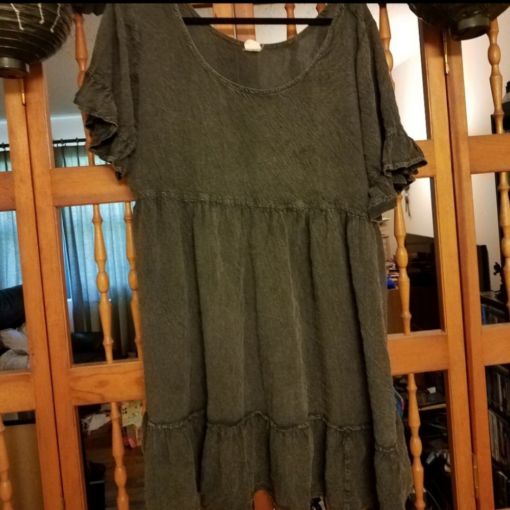 Charcoal Boho Babydoll Dress 2X